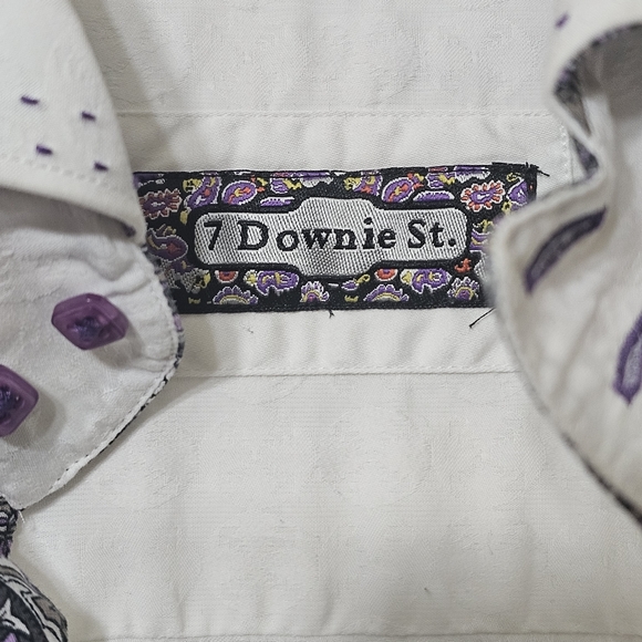 7 Downie St Mens Button Down Shirt Size 4 (Med) White - Picture 8 of 12